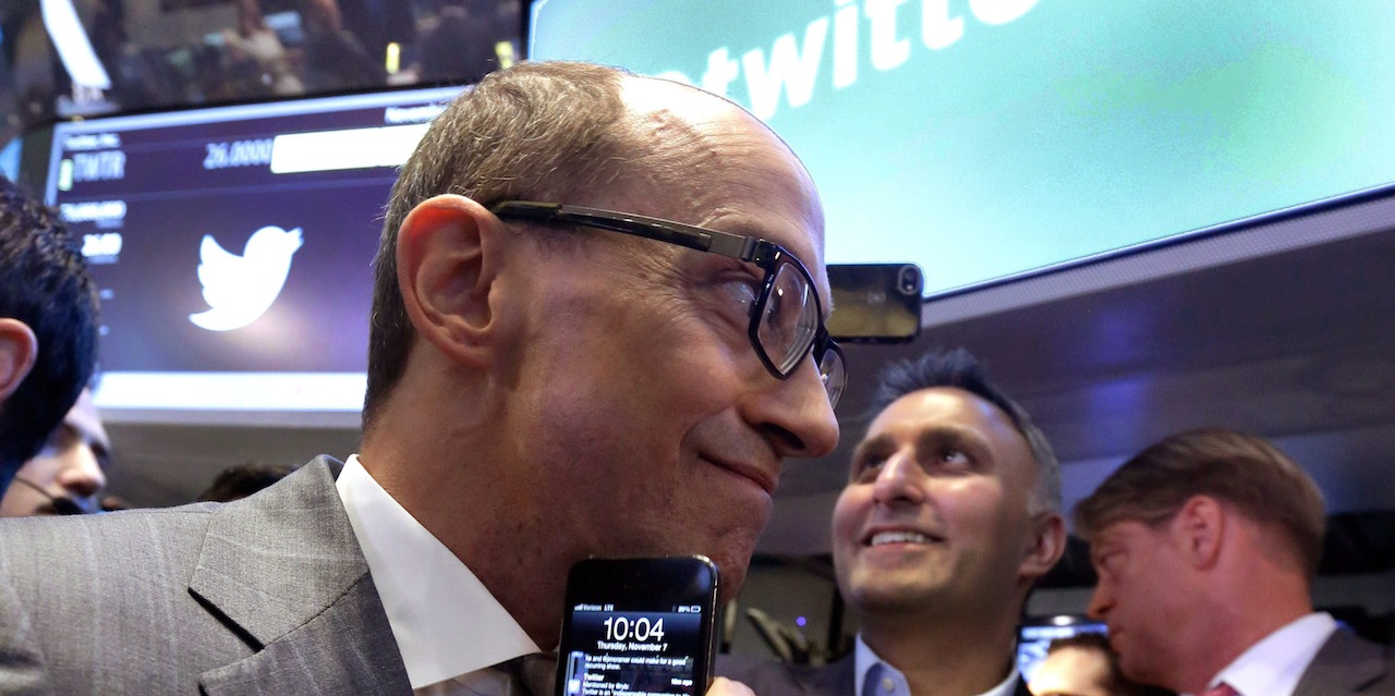 Twitter CEO Dick Costolo, left, at company's 2013 IPO